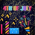 Words And Lettering Spelling 4th Of July Made of Fireworks. Royalty Free Stock Photo