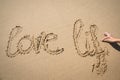 The words love life written in the sand Royalty Free Stock Photo