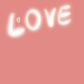 The words love and white heart are written on orange background. Royalty Free Stock Photo