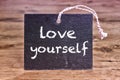 The words Love Yourself written on chalk board Royalty Free Stock Photo