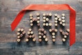 Words MEN PARTY made from corks Royalty Free Stock Photo