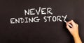 Words  Never Ending Story written on a blackboard Royalty Free Stock Photo