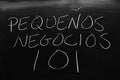 PequeÃÂ±os Negocios 101 On A Blackboard. Translation: Small Businesses 101
