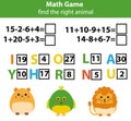 Words puzzle children educational game with mathematics equations. Counting and letters game. Learning numbers and vocabulary Royalty Free Stock Photo