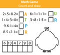 Words puzzle children educational game with mathematics equations. Counting and letters game. Learning numbers and vocabulary