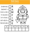 Words puzzle children educational game with mathematics equations. Counting and letters game. Learning numbers and vocabulary Royalty Free Stock Photo