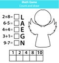 Words puzzle children educational game with mathematics equations. Counting and letters game. Learning numbers and vocabulary Royalty Free Stock Photo