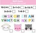 Words puzzle children educational game with mathematics equations. Counting and letters game. Learning numbers and vocabulary Royalty Free Stock Photo