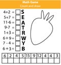 Words puzzle children educational game with mathematics equations. Counting and letters game. Learning numbers and vocabulary Royalty Free Stock Photo