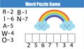 Words puzzle children educational game with numbers code. Royalty Free Stock Photo