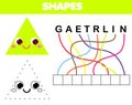 Words puzzle children educational game. Place letters in right order. Learning vocabulary and geometric shapes. Triangle