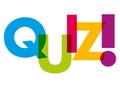 The words quiz written in color letters