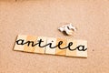 Words on sand anitilla Royalty Free Stock Photo