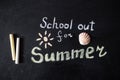 The words School's Out written on a chalkboard Royalty Free Stock Photo