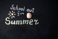 The words School's Out written on a chalkboard