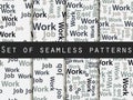 Words seamless pattern, word collage, words design. Seamless pattern with words. Association with the work search. Royalty Free Stock Photo