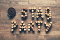 Words STAG PARTY made from corks Royalty Free Stock Photo