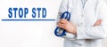 Words - STOP STD Sexually transmitted diseases on a white background. Medical concept