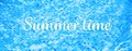 Words Summer Time on blue ripped water background Swimming pool Summer vacation Banner Royalty Free Stock Photo