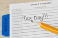 The words Tax Day written into an agenda - Tax payment concept
