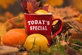 Words Today is Special day written on red mug