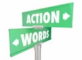 Words Vs Action Proactive Achieve Goal Two Signs Royalty Free Stock Photo