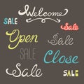 Words welcome sale open close