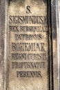Words written in the base of the statues of Saints Norbert, Wenceslaus and Sigismund in Prague