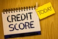 Word writing text Credit Score. Business concept for Capacity to repay a loan Creditworthiness of an individual