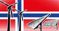 Norway, Norwegian, Norse, Norw, flag, red, blue, white, flag, banner, background, electrical, modern, turbine, plant, generator, i Royalty Free Stock Photo