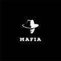 Man Bandit Mafia Cowboy Head Silhouette Logo Design Vector