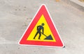 Work ahead caution or warning traffic road sign on the street Royalty Free Stock Photo