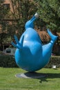 Armenia, Yerevan, September 2021. The work of the American sculptor Peter Wojtuk `Blue Kiwi`.