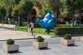 Armenia, Yerevan, September 2021. The famous statue of an American sculptor in the city park.