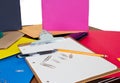 A work area or desk with writing tools Royalty Free Stock Photo