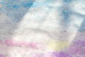 Work of art. Original oil and acrylic painting depicting sunset or sunrise. Clouds with blue and pink in the sunlight. Royalty Free Stock Photo