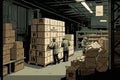 Work as a storekeeper in a warehouse. AI Generated Royalty Free Stock Photo