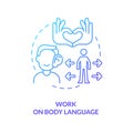 Work on body language blue gradient concept icon