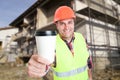 Work break concept with constructor and coffee cup Royalty Free Stock Photo