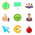 Work case icons set, cartoon style