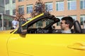 Work colleagues car pooling from the office Royalty Free Stock Photo