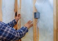 Work composed of mineral wool insulation in the wall heating insulation warm house