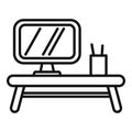 Work on computer icon outline vector. Office sit Royalty Free Stock Photo