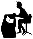 Work with computer silhouette