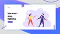 Work Conflict Between Colleagues or Office Employees Website Landing Page. Business Man and Woman Yelling on Each Other Royalty Free Stock Photo