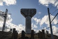 Work on the construction of a high-speed overpass, time lapse Royalty Free Stock Photo