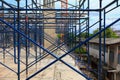 Work construction and scaffold in site workplace building Royalty Free Stock Photo