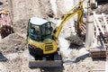 Work in construction site with excavator Royalty Free Stock Photo