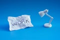 Work and creativity concepts with lamp and text on paper crumpled.Business solution Royalty Free Stock Photo