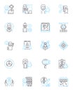 Work and CV linear icons set. Job, Career, Resume, Interview, Experience, Qualifications, Skills line vector and concept